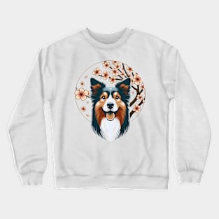 Australian Terrier Basks in Spring's Cherry Blossoms Glory Crewneck Sweatshirt